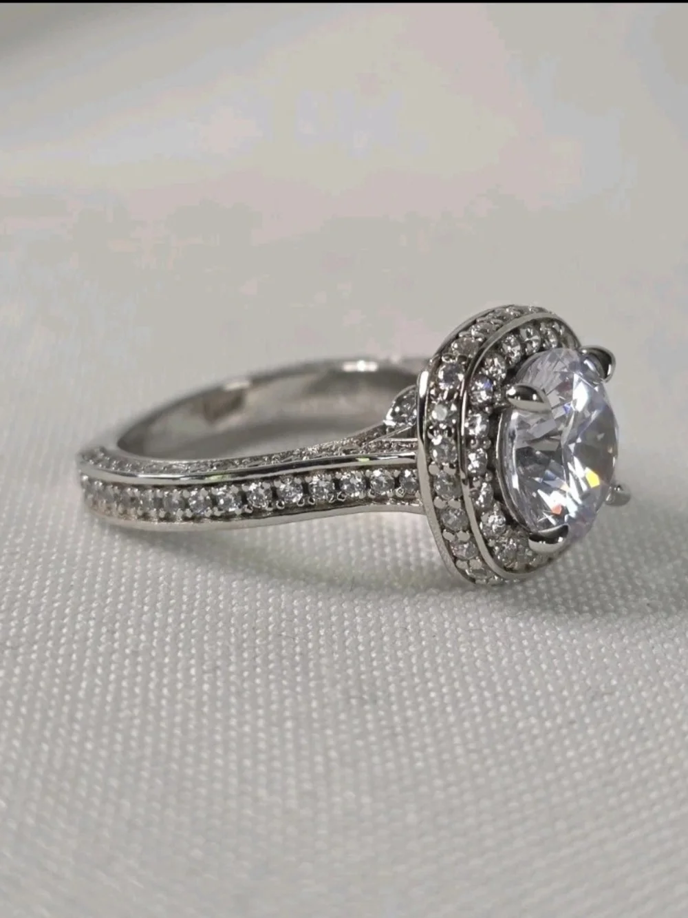 Italo Halo White Sapphire Engagement Ring 925 Sterling Silver Size 5 New in Box